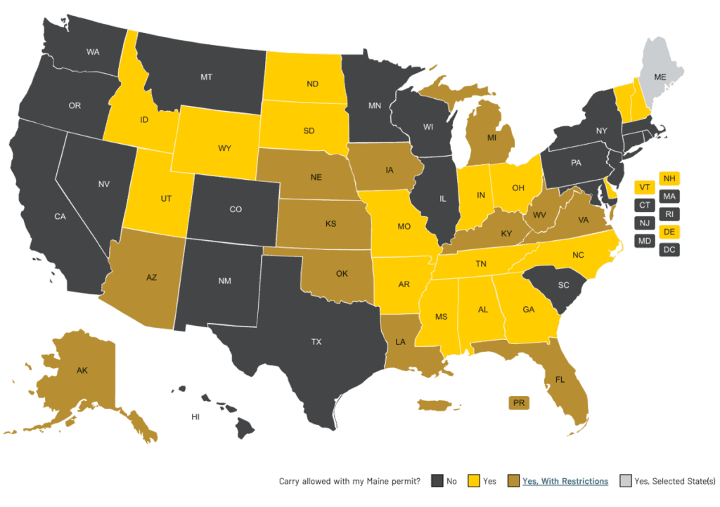 Virginia Concealed Carry Reciprocity Map Maine Concealed Carry Permit - #1 Free Online Concealed Training